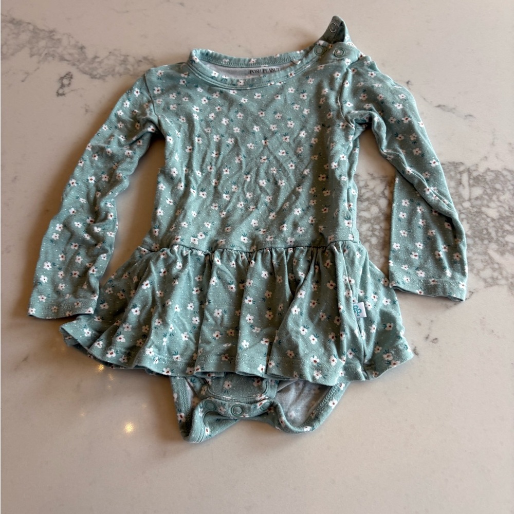 Posh Peanut Mint Floral Long Sleeve Dress